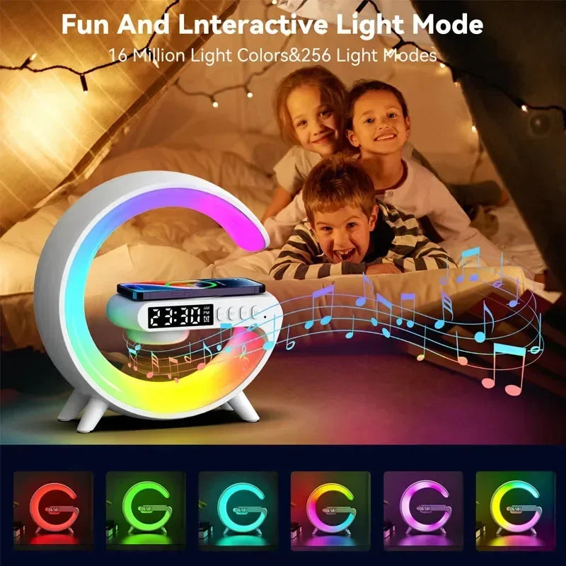 Multifunction Wireless Charger Pad Stand Speaker Night Light