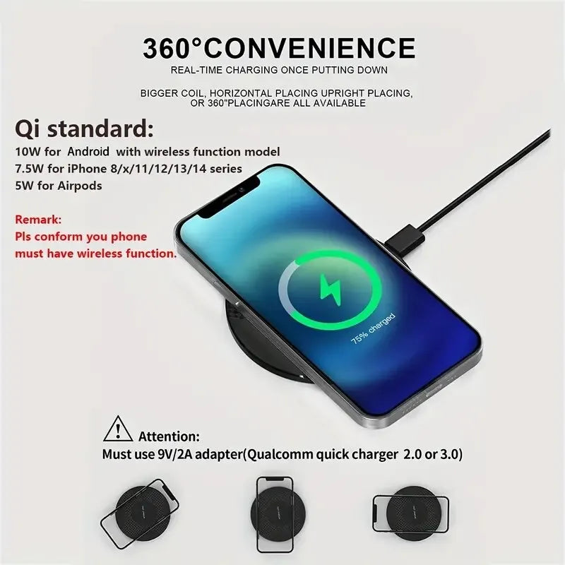 Wireless Charger Pad Stand Desktop Ultra-thin Mobile Phone