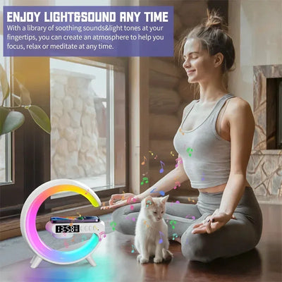 Multifunction Wireless Charger Pad Stand Speaker Night Light